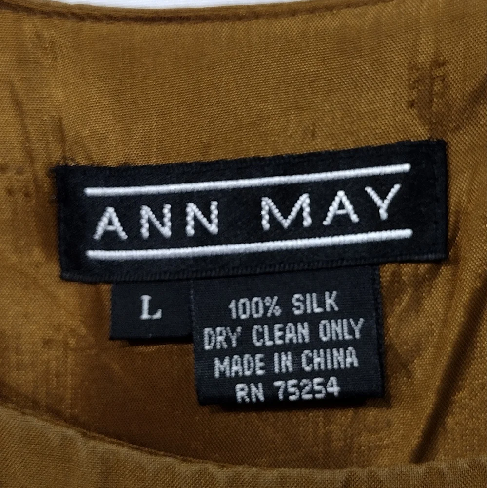 Ann May 100% Silk Tank Top Women's L Brown Boho Retro 90s Minimalist - Picture 7 of 7
